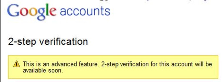 Image: Google 2-step verification screenshot